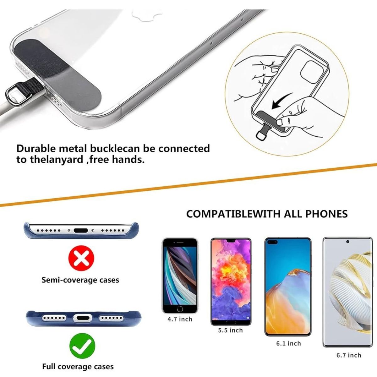 XUNDD - Strap Cordon Ajustable Para Telefono Universal + 2 adaptadores