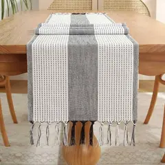 AZ AURAZEUS - Caminos De Mesa 183x33 Cm Lino Y Algodon Mantel Crochet Aura Zeus
