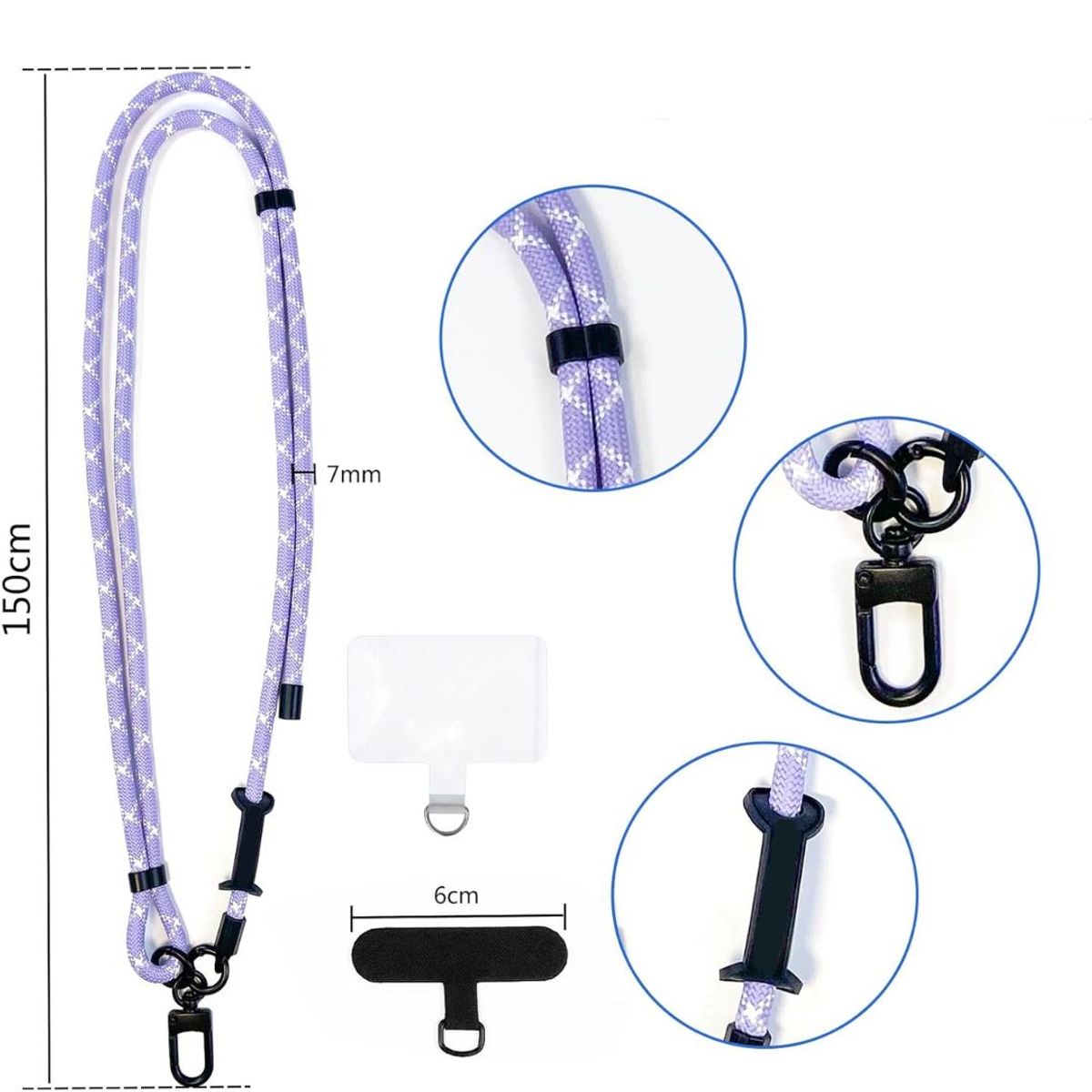 XUNDD - Strap Cordon Ajustable Para Telefono Universal + 2 adaptadores.