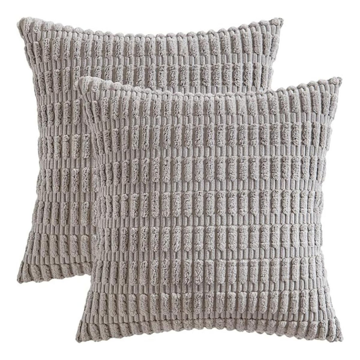 AZ AURAZEUS - Fundas De Cojines Gris Set X2 Cama Sillon Suave 45 X 45 Almohada AZ