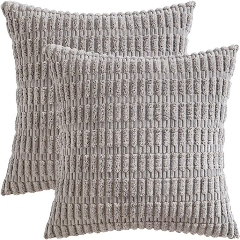 AZ AURAZEUS - Fundas De Cojines Gris Set X2 Cama Sillon Suave 45 X 45 Almohada AZ