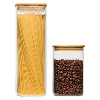 Set 2 Recipientes de Vidrio Tapa Hermética de Bamboo
