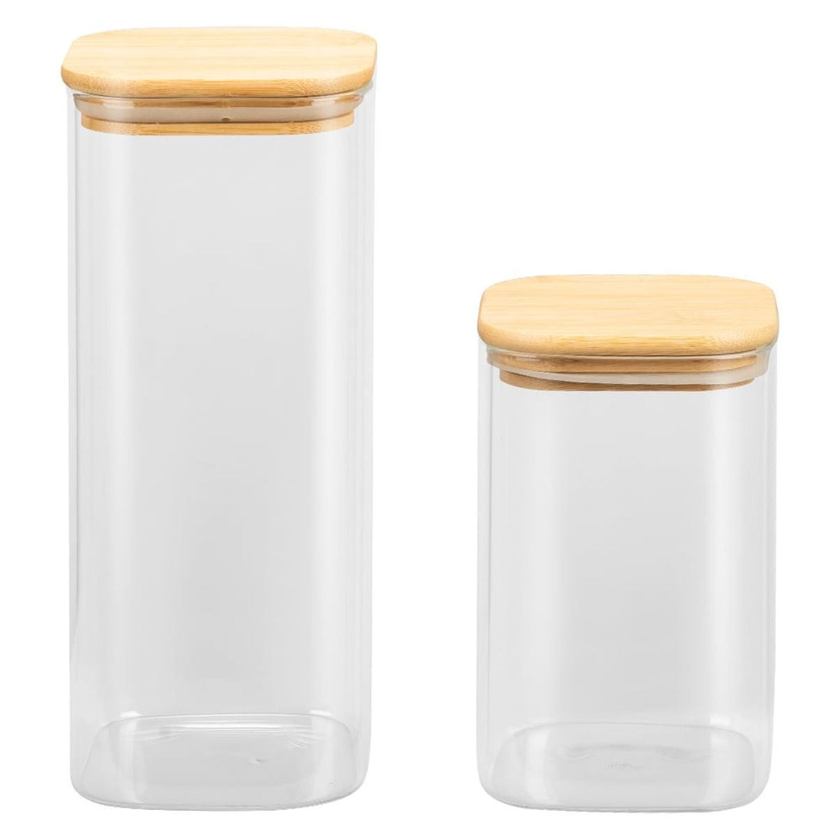 CROIX - Set 2 Recipientes CROiX de Vidrio Tapa Hermética de Bamboo