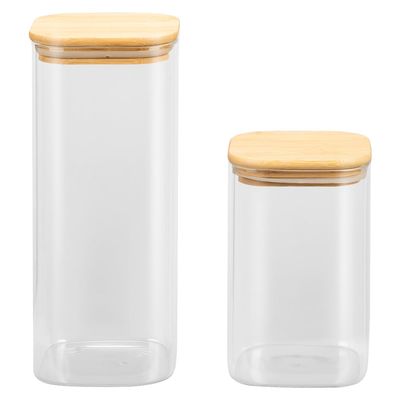 Imagen 2 del producto Set 2 Recipientes de Vidrio Tapa Hermética de Bamboo