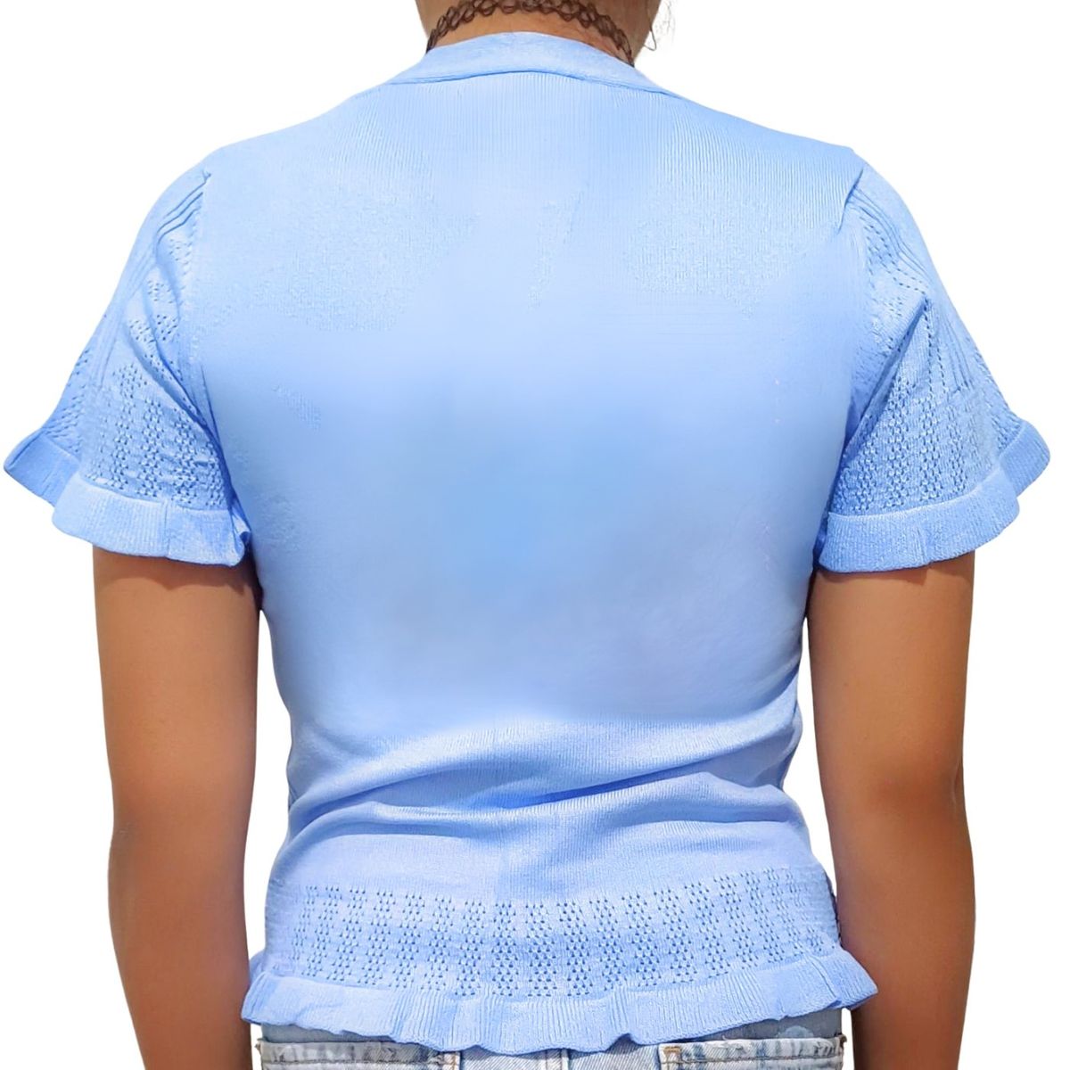 LIKE SHOP - Polera Mujer Algodon Manga Corta Tejido Hilo Colores 1084