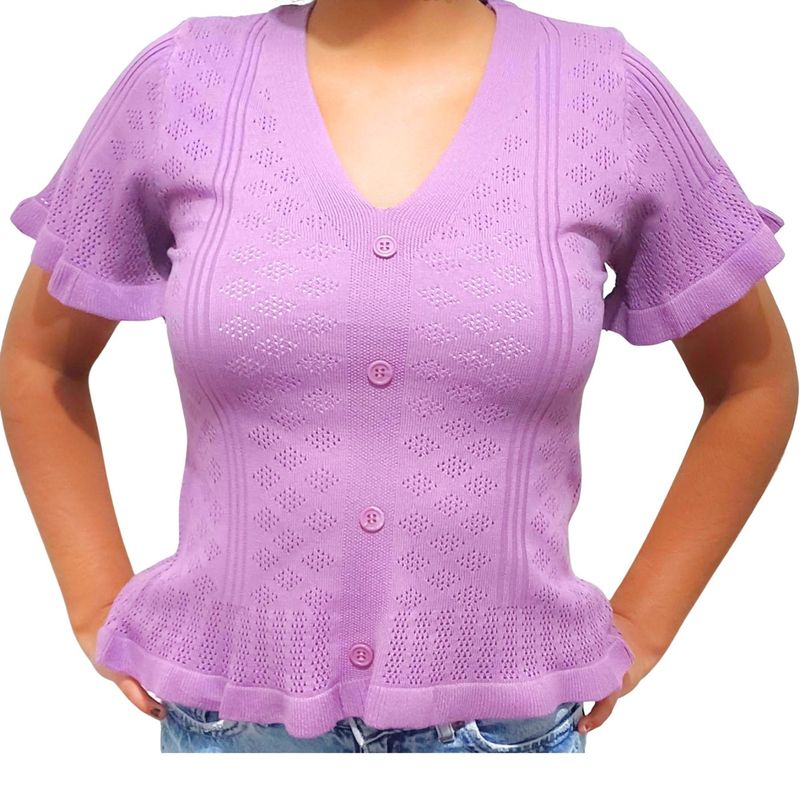 MPROPIA - Polera Mujer Algodon Manga Corta Tejido Hilo Colores 1084_.