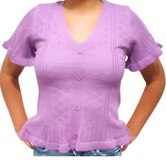 LIKE SHOP - Polera Mujer Algodon Manga Corta Tejido Hilo Colores 1084