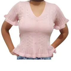 LIKE SHOP - Polera Mujer Algodon Manga Corta Tejido Hilo Colores 1084