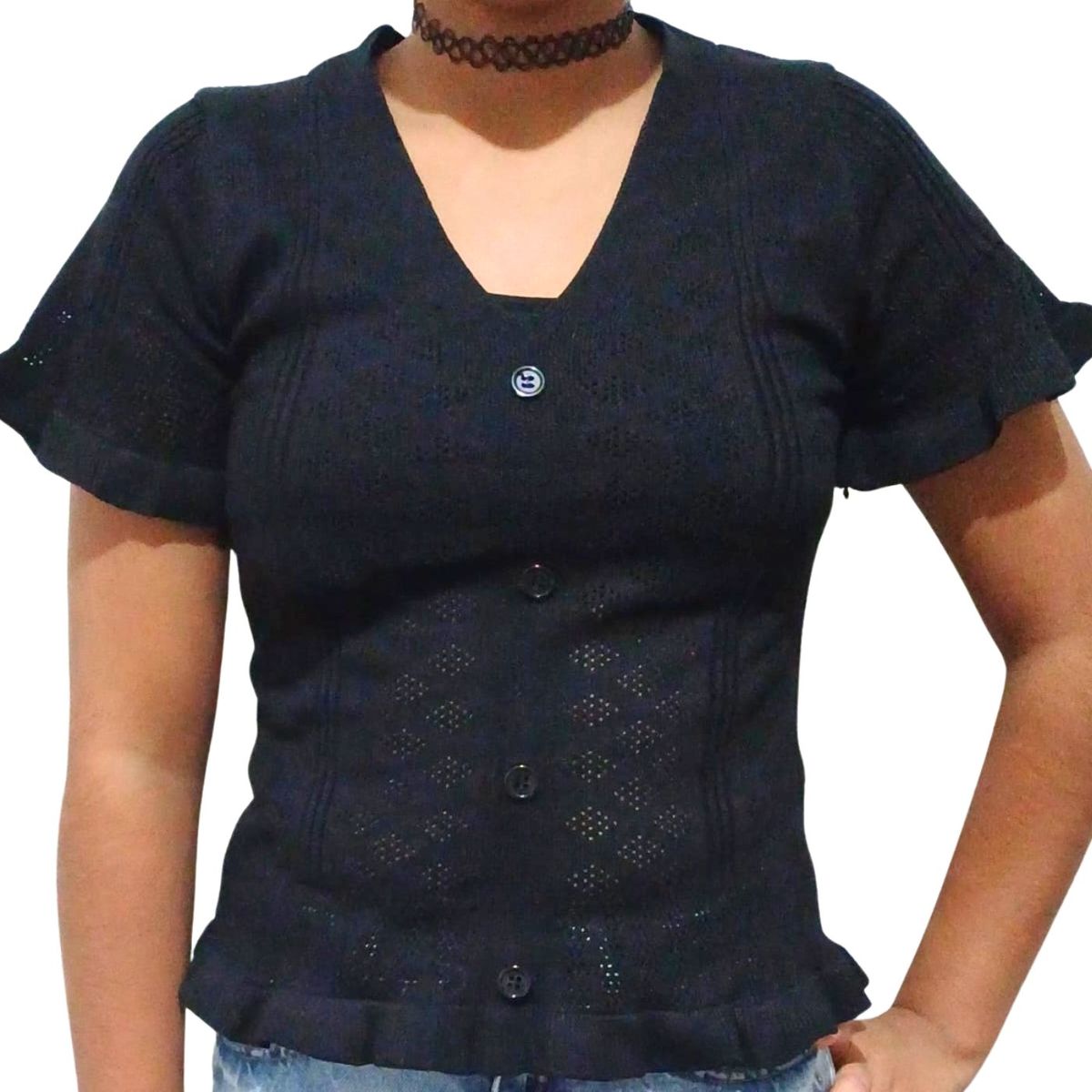 LIKE SHOP - Polera Mujer Algodon Manga Corta Tejido Hilo Colores 1084