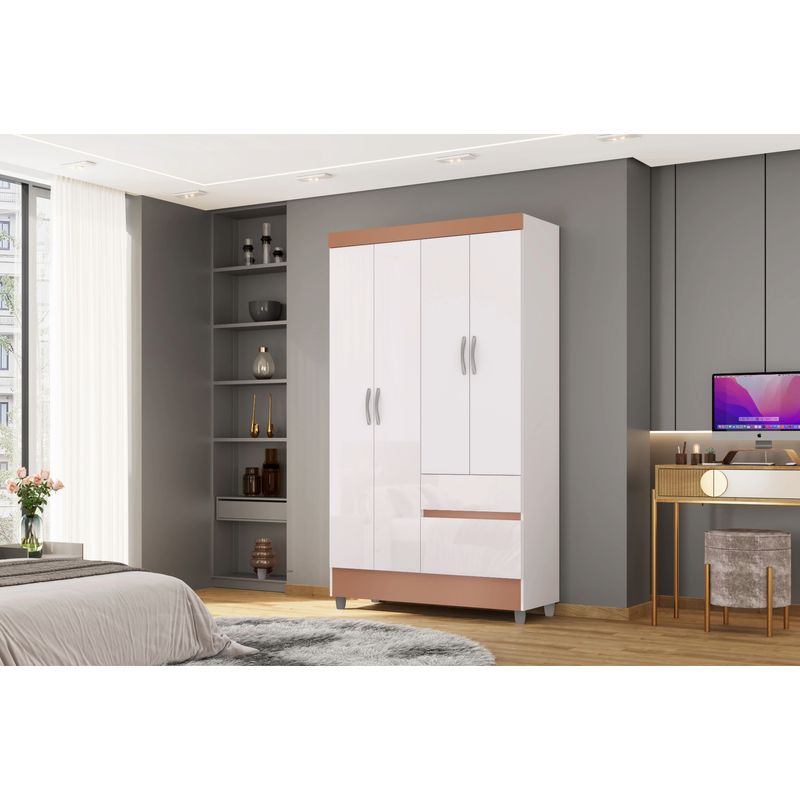 JDO & DESIGN - Closet 4 Puertas 2 Cajones Ideal Blanco/Camarin