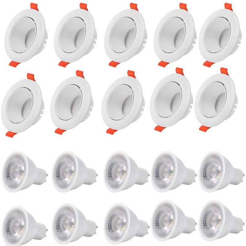 WANT - Pack X 10 Foco Spot Porta Gu10 Dirigible + Ampolletas Luz Calida