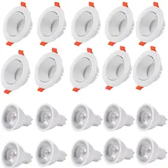 WANT - Pack X 10 Foco Spot Porta Gu10 Dirigible + Ampolletas Luz Calida