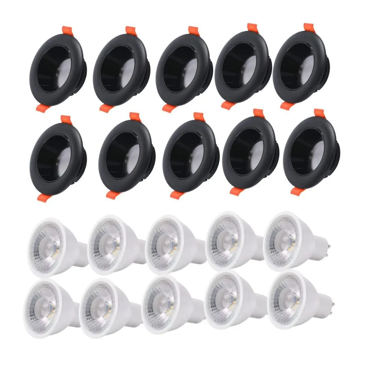 WANT - Pack X 10 Foco Spot Porta Gu10 Dirigible + Ampolletas Luz Cálida