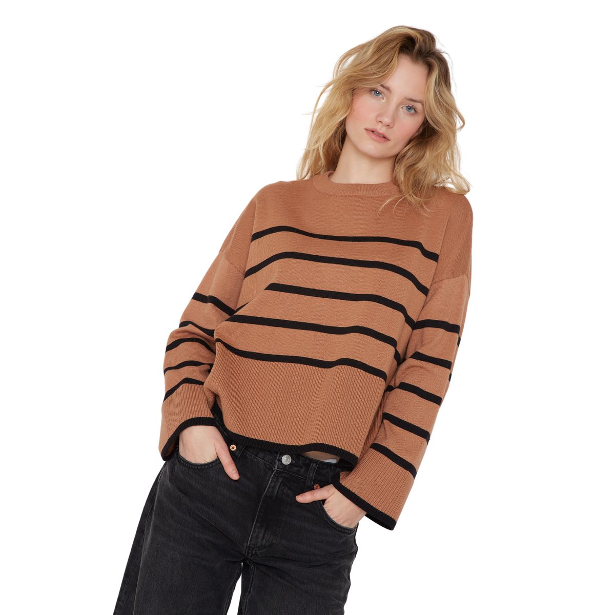 JACINTA TIENDA - Chaleco Verna rayas camel Jacinta Tienda