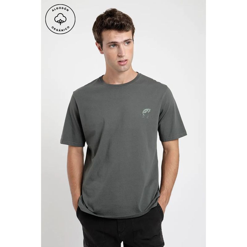 FROENS - Polera manga corta hombre Pesca verde - Algodón orgánico Froens