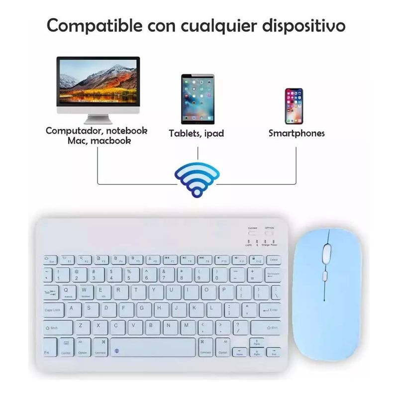 GENERICO - Kit Bluetooth Teclado y Mouse Inalámbrico para Dispositivos
