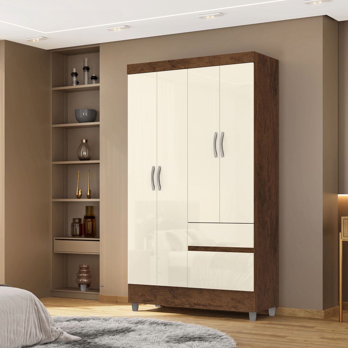 JDO & DESIGN - CLOSET 4P 2C IDEAL IMBUIA CHAMPAGNE