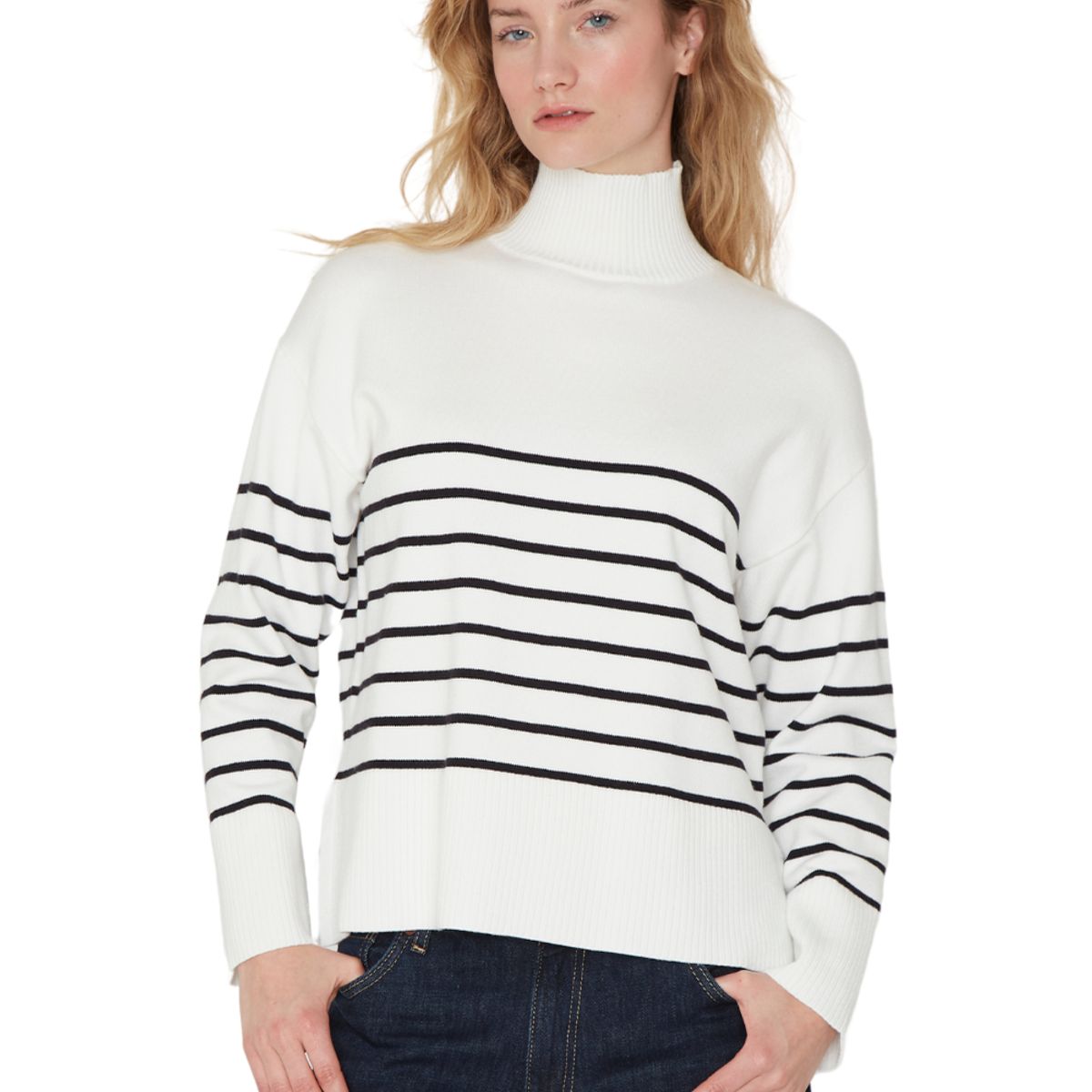 JACINTA TIENDA - Chaleco Alegra rayas blanco Jacinta Tienda