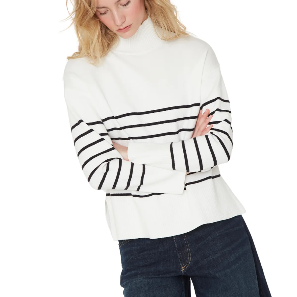 JACINTA TIENDA - Chaleco Alegra rayas blanco Jacinta Tienda