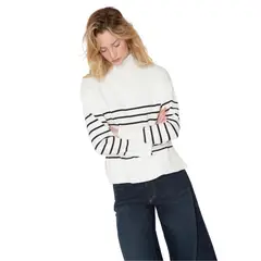 JACINTA TIENDA - Chaleco Alegra rayas blanco