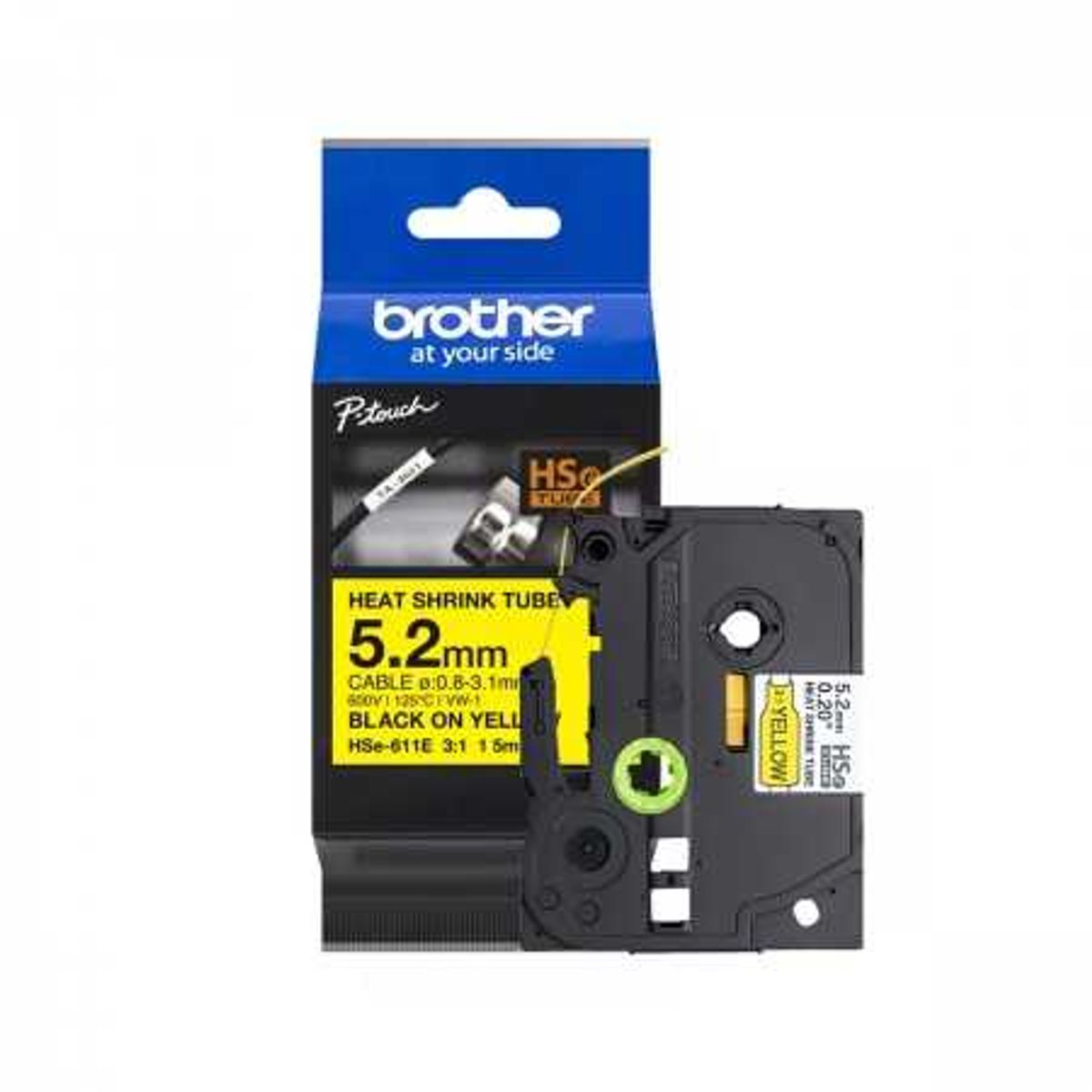 BROTHER - Cinta Termo retráctil   5,2mm Negro En Amarillo