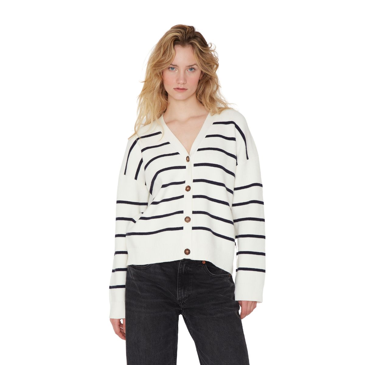 JACINTA TIENDA - Chaleco James rayas blanco Jacinta Tienda