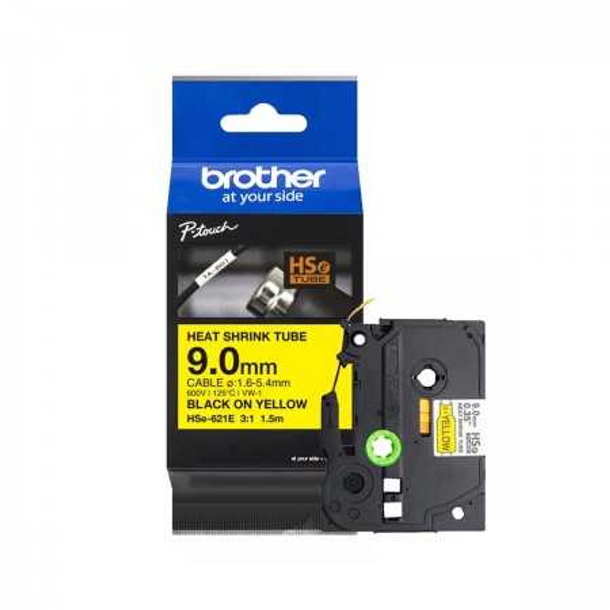 BROTHER - Cinta Termo retráctil   9mm Negro En Amarillo