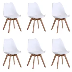 JAVIMATE - Pack 6 Sillas De Comedor Tulip Blancas