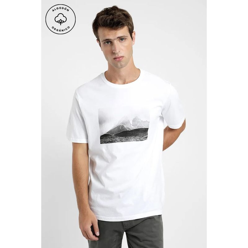 FROENS - Polera manga corta hombre Paine blanco - Algodón orgánico Froens