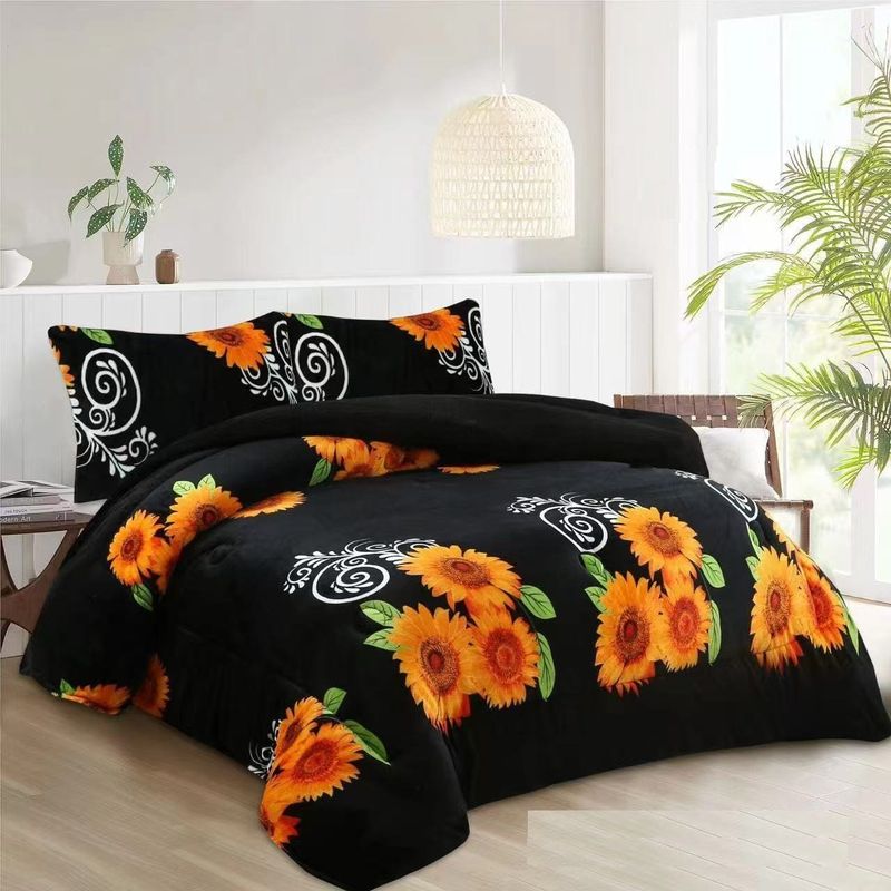GENERICO - plumon NEGRO GIRASOL 2 plaza plush con chiporro TF YHN06