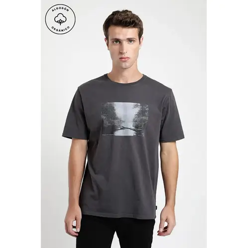 FROENS - Polera manga corta hombre Rio grafito - Algodón orgánico