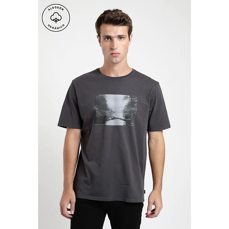 FROENS - Polera manga corta hombre Rio grafito - Algodón orgánico Froens