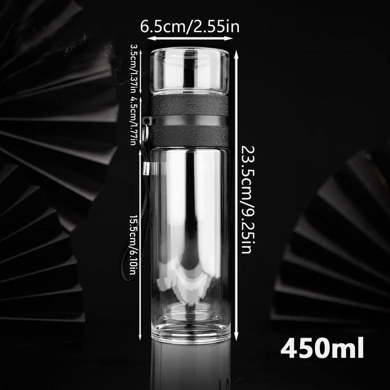 GENERICO - Botella de té de vidrio borosilicato con infusor de acero