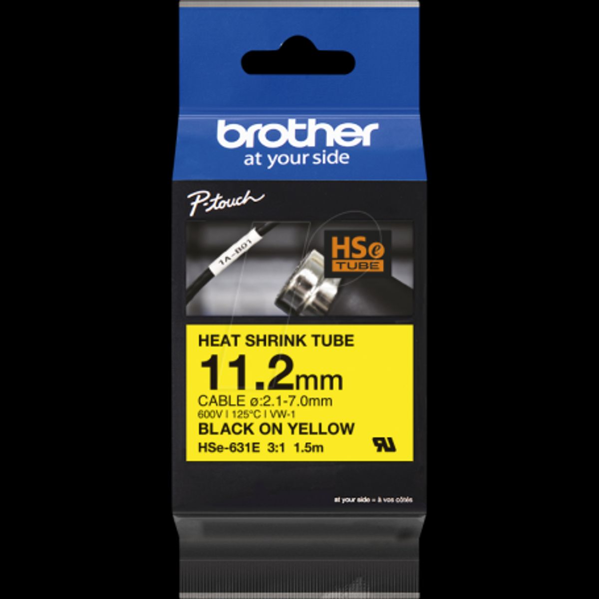 BROTHER - Cinta Termo retráctil  11,2mm Negro En Amarillo