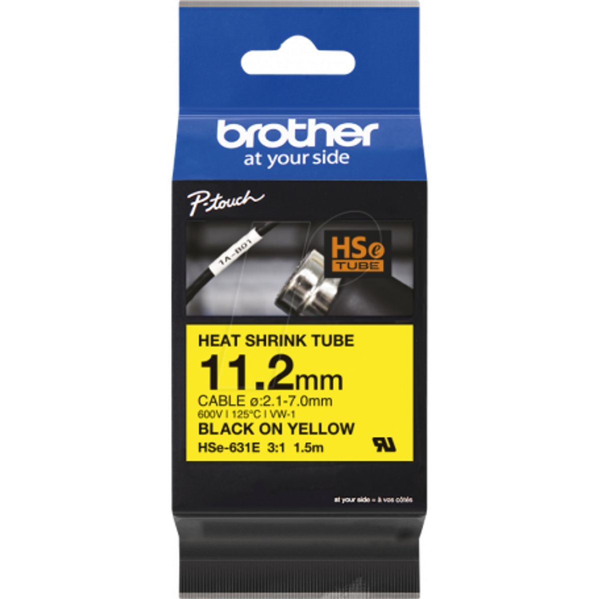 BROTHER - Cinta Termo retráctil  11,2mm Negro En Amarillo