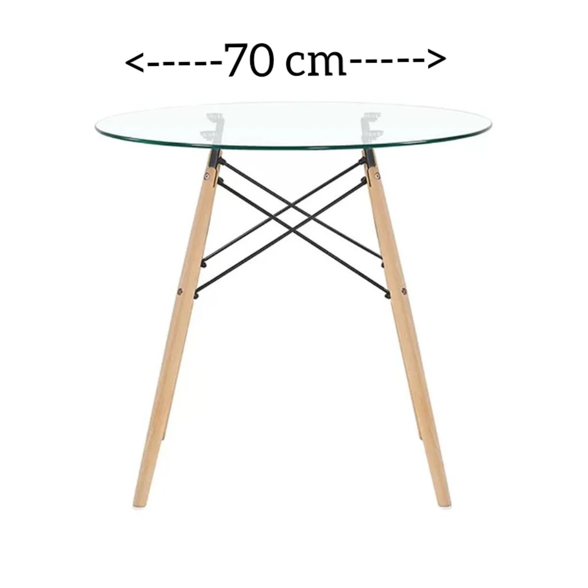 ARTIHOGAR - Mesa Eames de Vidrio Templado 70 cm Diámetro Artihogar
