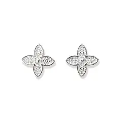 ANDREA COGGIOLA JOYAS - Aros Trébol Circón Blanco Regina Plata Fina 925