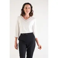 MA GRIFFE - Polera Manga Larga Cuello En V