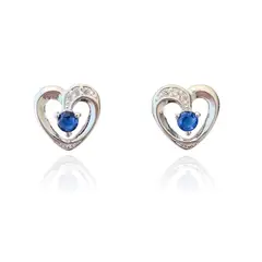 ANDREA COGGIOLA JOYAS - Aros Corazón Circón Azul Plata Fina 925