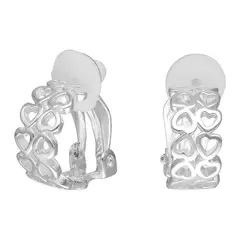 GENERICO - Aros A Presion Plata Fina Mini Argolla Corazones 14mm Mujer