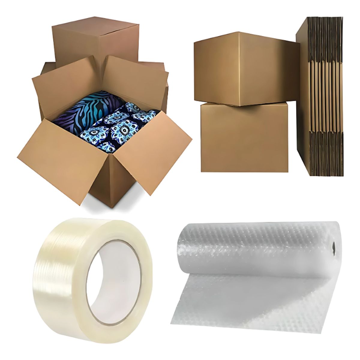 GENERICO - Pack De Mudanza 5 Cajas + Burbujas Premium + Cinta Embalaje