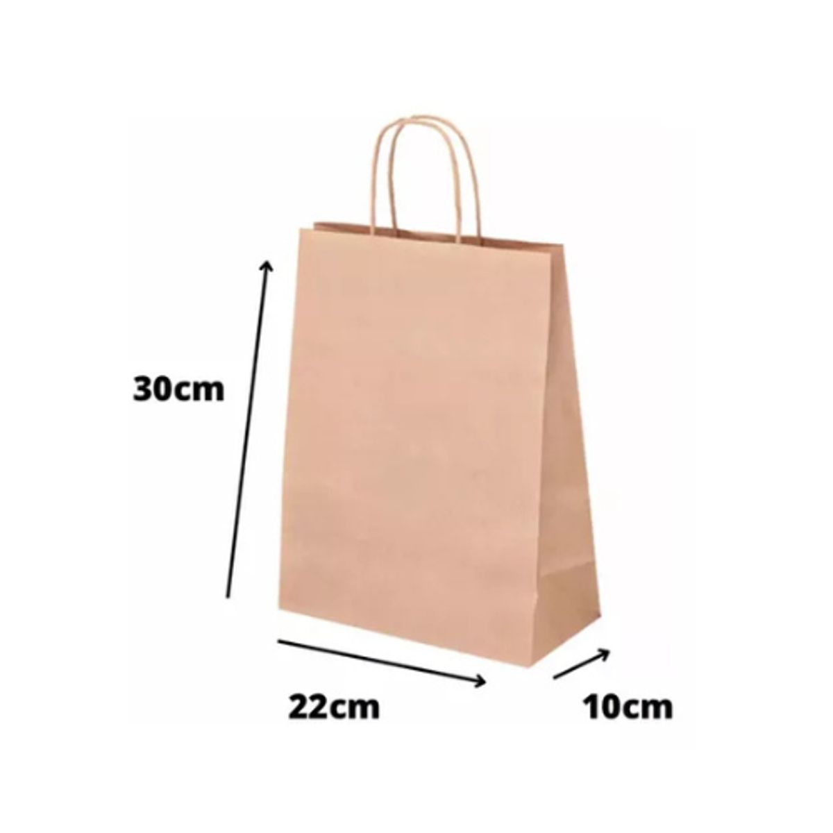 GENERICO - Bolsas De Papel Kraft 22x30x10cm 250 Unds