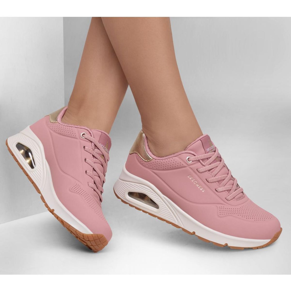 SKECHERS - Zapatilla Mujer Uno Shimmer Away Rosado Skechers