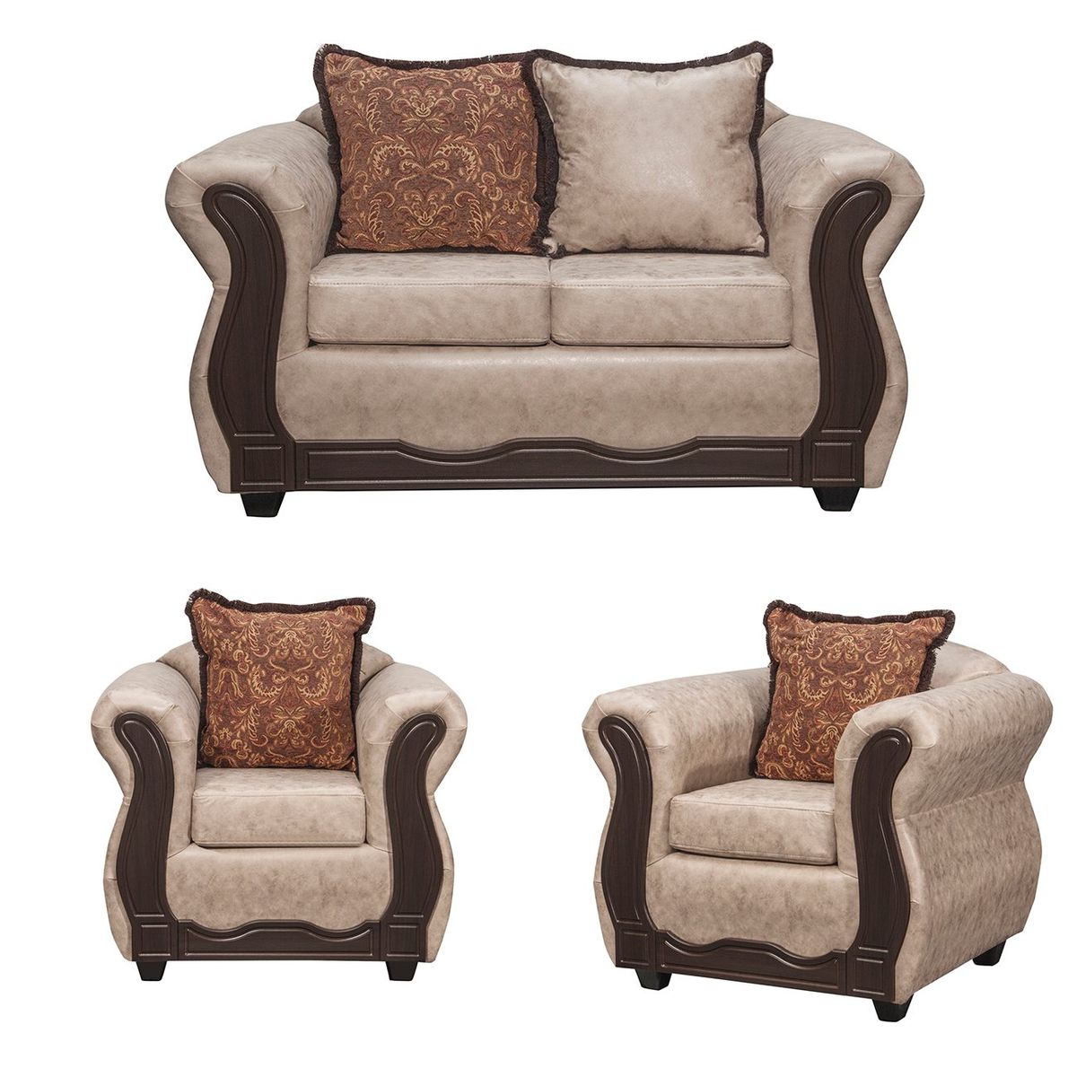 BLACK FACTORY - Juego de Living 2 1 1 Sofia PU Beige