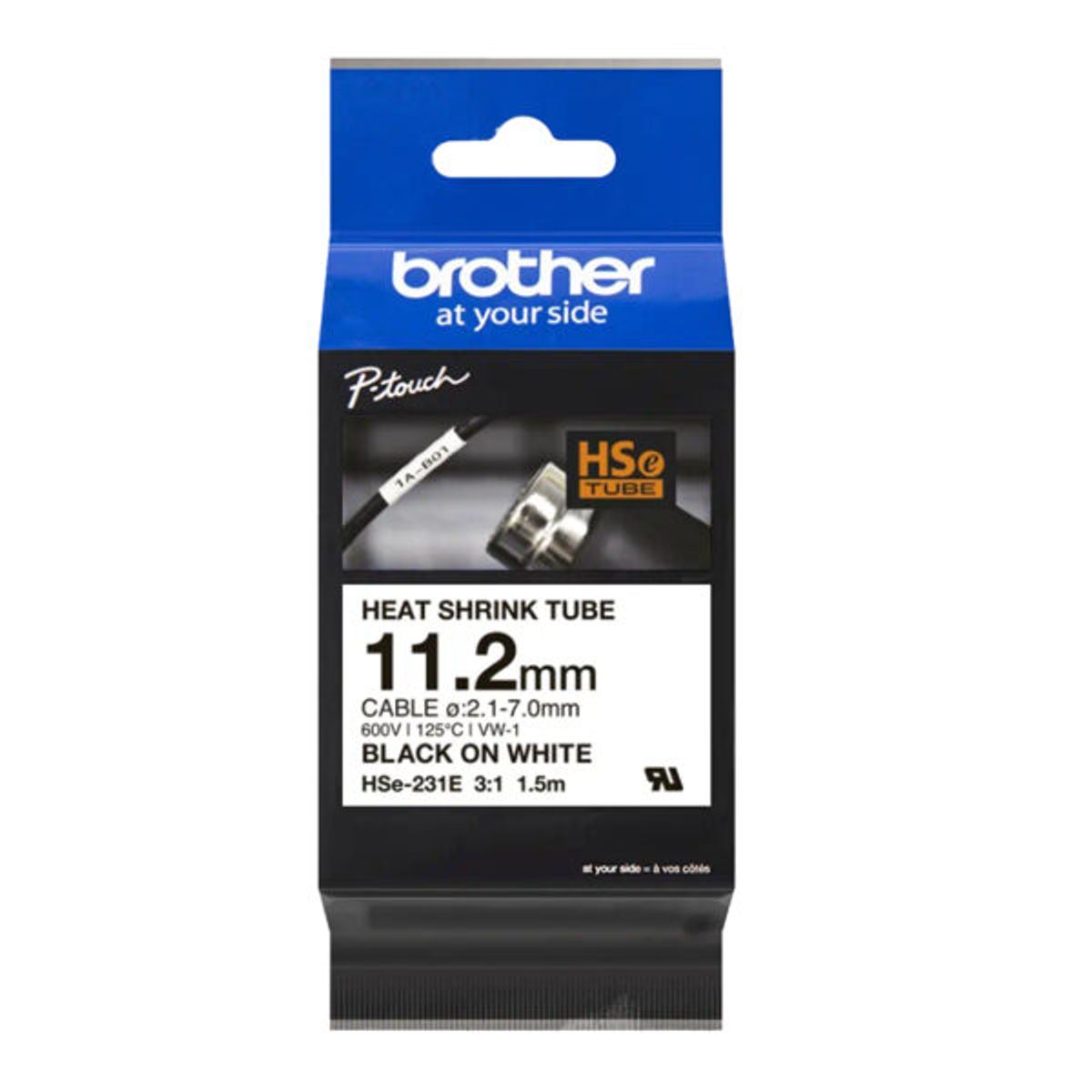 BROTHER - Cinta Termoretractil  11,2mm Negro En Blanco