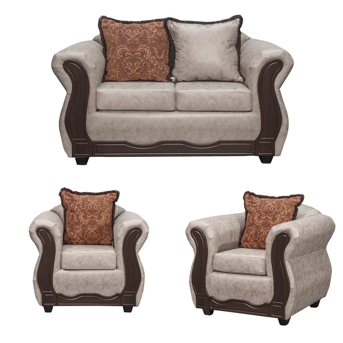 BLACK FACTORY - Juego de Living 2 1 1 Sofia PU Crema