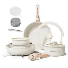 NOVYSTOR - Batería de Cocina - Set Ollas y Sartenes con Mango Extraíble