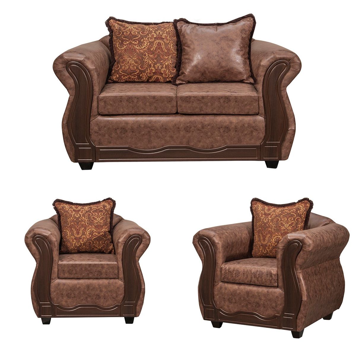 BLACK FACTORY - Juego de Living 2 1 1 Sofia PU Cafe