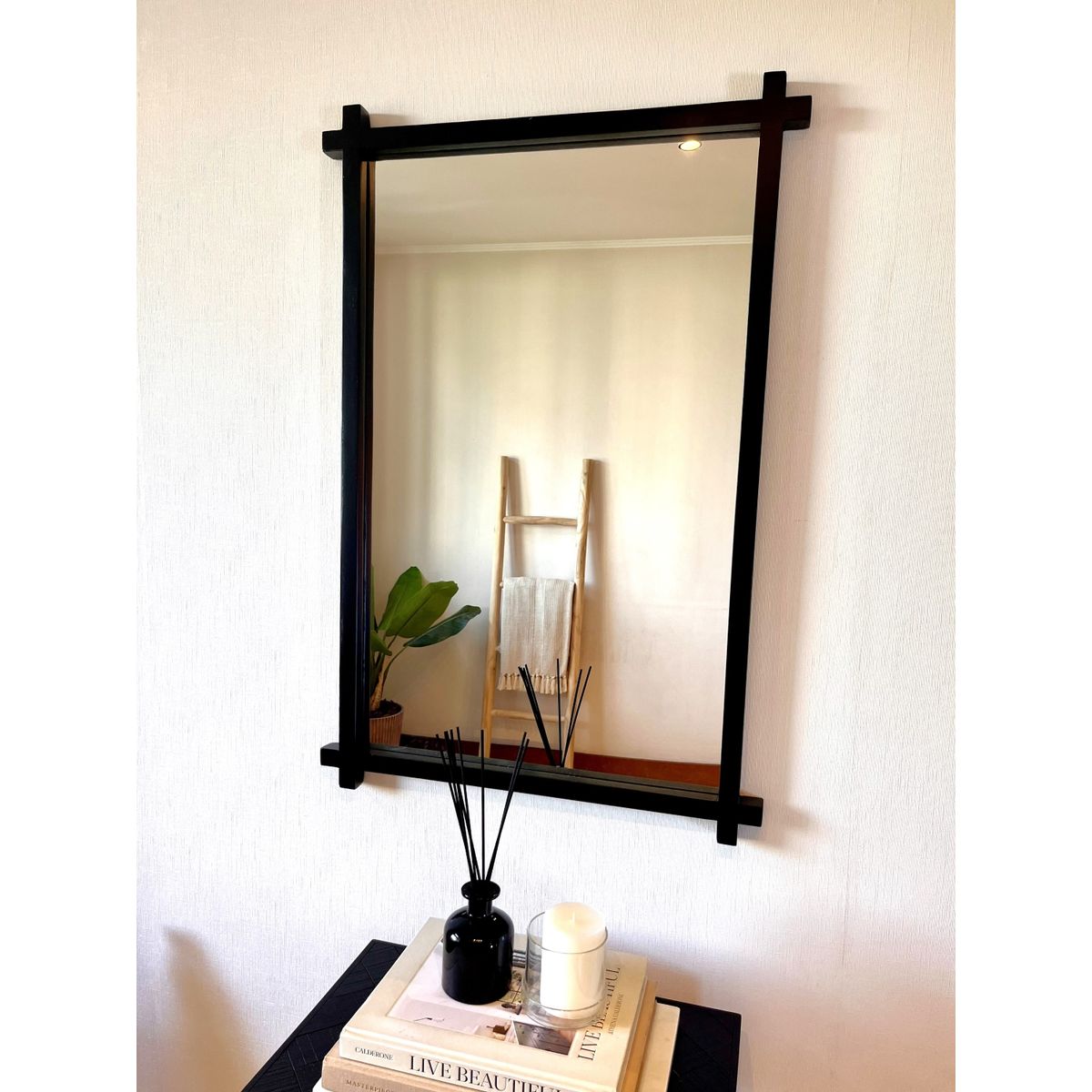 GENERICO - Espejo Madera Rectangular Cruz de Pared 60x90 cm Aurora