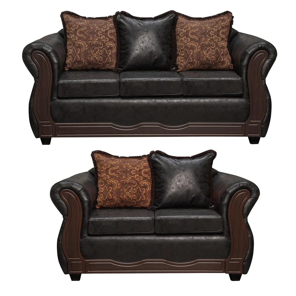 BLACK FACTORY - Juego de Living 3 2 Sofia PU Negro